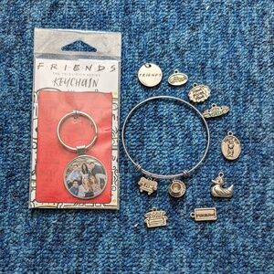 FRIENDS TV SHOW LOT NEW KEYCHAIN USED CHARM BRACELET AND CHARMS